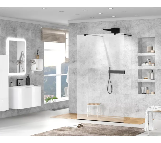 Душевая перегородка CEZARES LIBERTA-L-2-C-NERO, Цвет стекла: прозрачное, Цвет профиля: Черный, Выбрать размер: 100, изображение 2