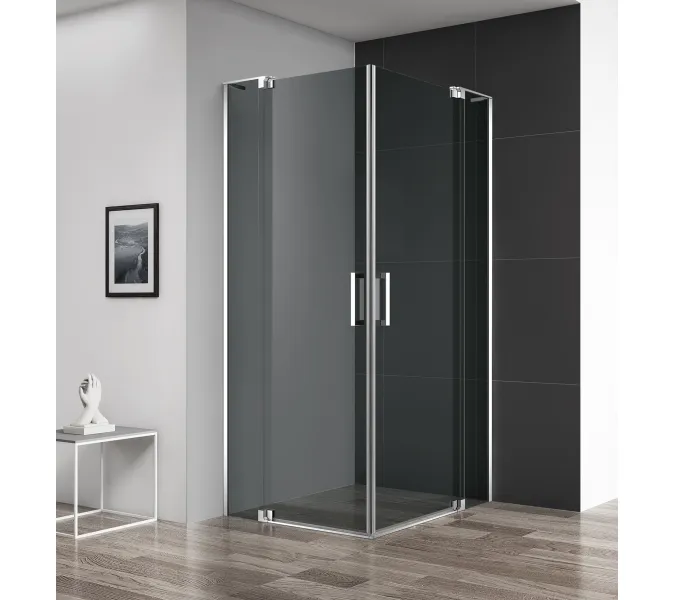 Душевой уголок CEZARES SLIDER-A-2-GRIGIO-Cr, Цвет стекла: тонированное, Цвет профиля: Хром, Выбрать размер: 100х100