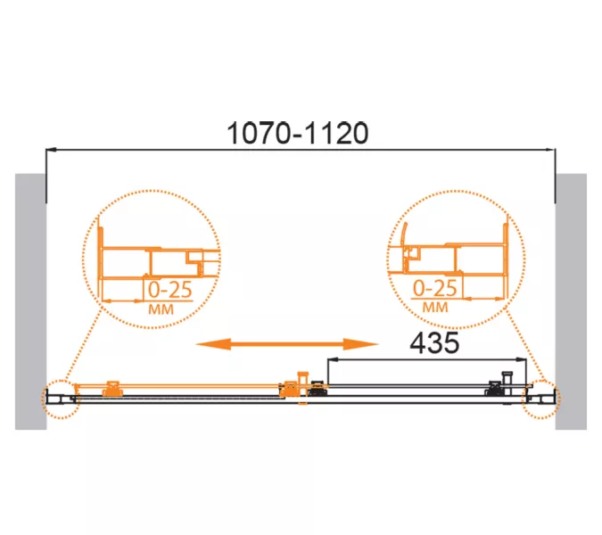Душевая дверь CEZARES MOLVENO-BF-1-P-Cr, Цвет стекла: Матовый, Цвет профиля: Хром, Выбрать размер: 110, изображение 2