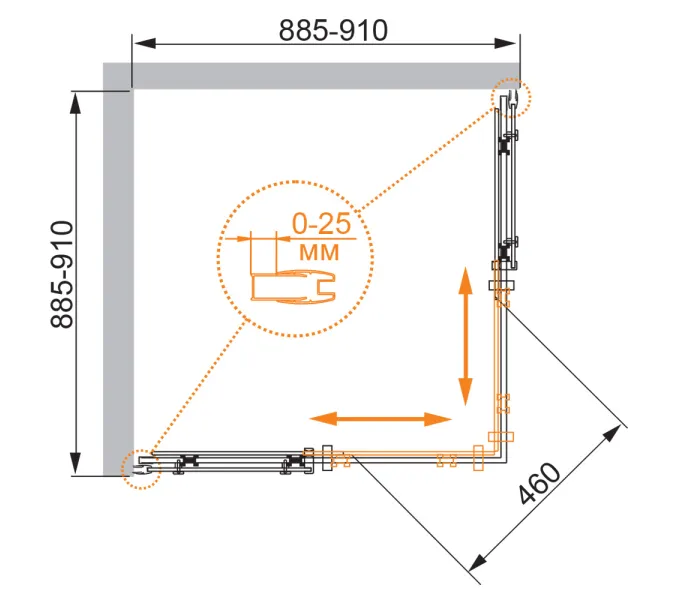 Душевой уголок CEZARES STYLUS-O-M-A-2-90-C-Cr   100х100, изображение 4