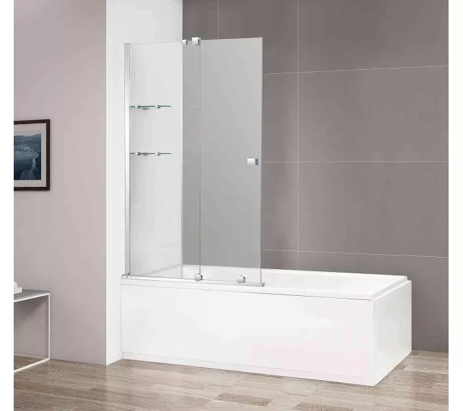 Шторка на ванну с полками CEZARES STREAM-VFS-11-C-Cr, Цвет профиля: Хром, Выбрать размер: 80