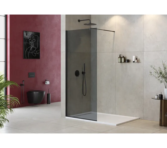 Душевая перегородка CEZARES LIBERTA-L-1-GR-NERO, Цвет стекла: тонированное, Цвет профиля: Черный, Выбрать размер: 100, изображение 4