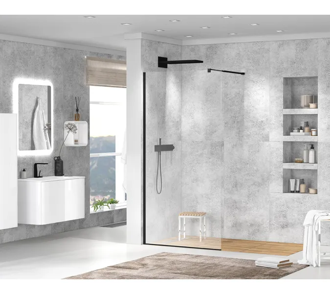 Душевая перегородка CEZARES LIBERTA-L-1-C-NERO, Цвет стекла: прозрачное, Цвет профиля: Черный, Выбрать размер: 100, изображение 3