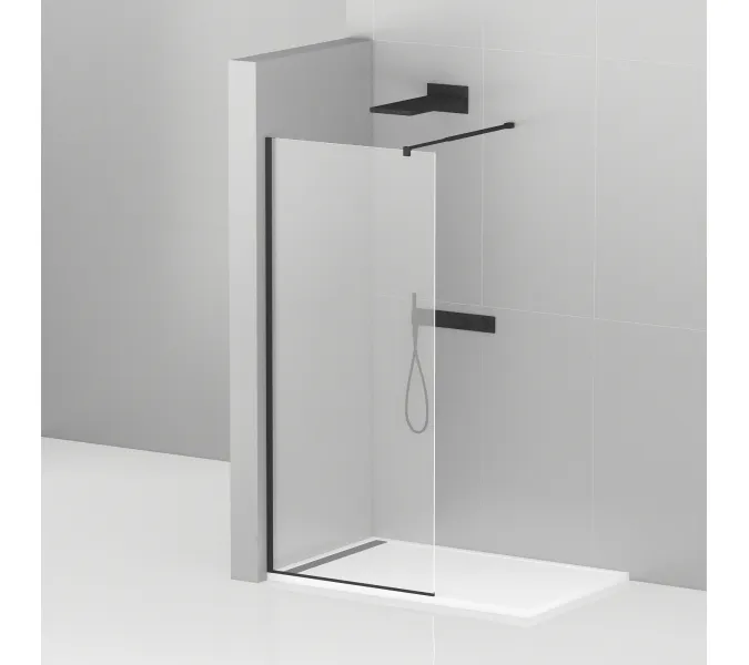 Душевая перегородка CEZARES LIBERTA-L-1-C-NERO, Цвет стекла: прозрачное, Цвет профиля: Черный, Выбрать размер: 100