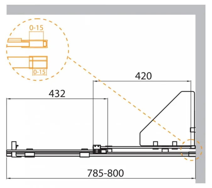 Душевая перегородка CEZARES STREAM-BF-1-C-Cr, Цвет профиля: Хром, Выбрать размер: 80, изображение 2