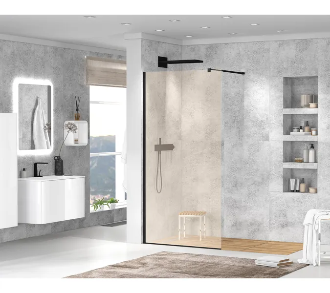 Душевая перегородка CEZARES LIBERTA-L-1-BR-NERO, Цвет стекла: бронза, Цвет профиля: Черный, Выбрать размер: 100, изображение 6