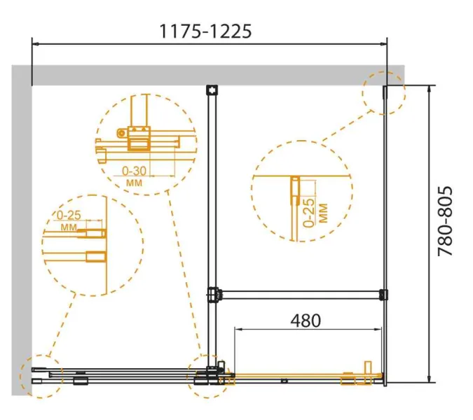 Душевой уголок CEZARES STREAM-AH-1-C-Cr, Цвет профиля: Хром, Выбрать размер: 120х80, изображение 2