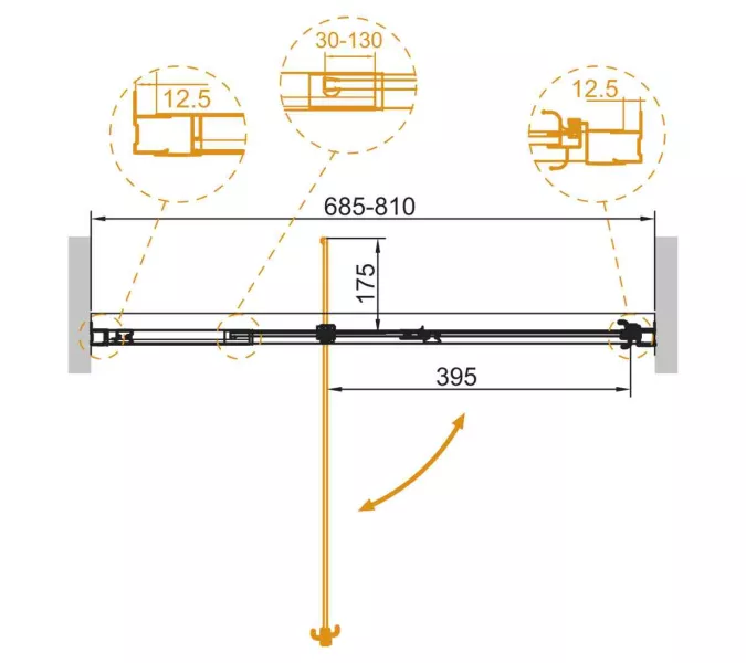 Душевая дверь CEZARES VARIANTE-B-1-C-Cr, Цвет профиля: Хром, Выбрать размер: 70, изображение 2