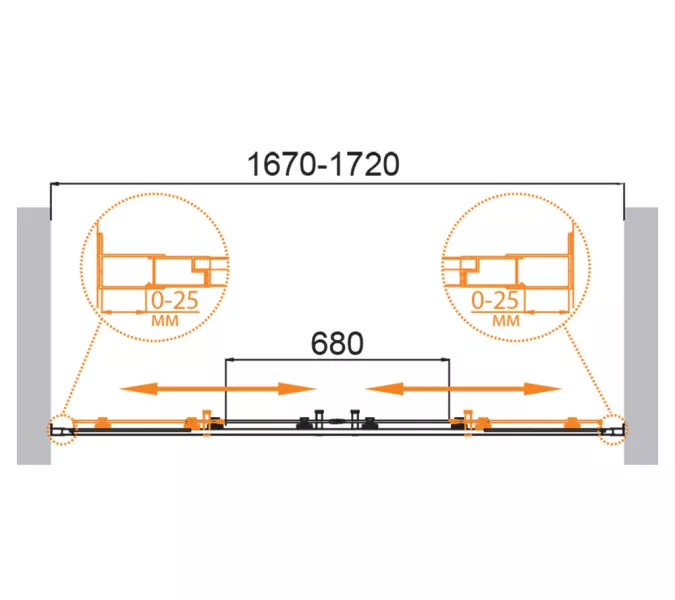 Душевая дверь CEZARES MOLVENO-BF-2-P-Cr, Цвет стекла: Матовый, Цвет профиля: Хром, Выбрать размер: 170, изображение 3