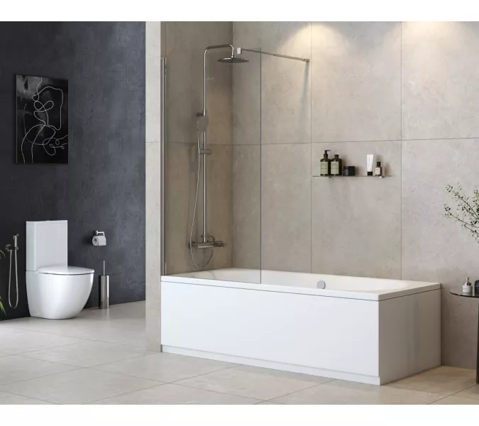 Душевая шторка на ванну CEZARES LIBERTA-V-1-C-Cr, Цвет стекла: Прозрачный, Цвет профиля: Хром, Выбрать размер: 80