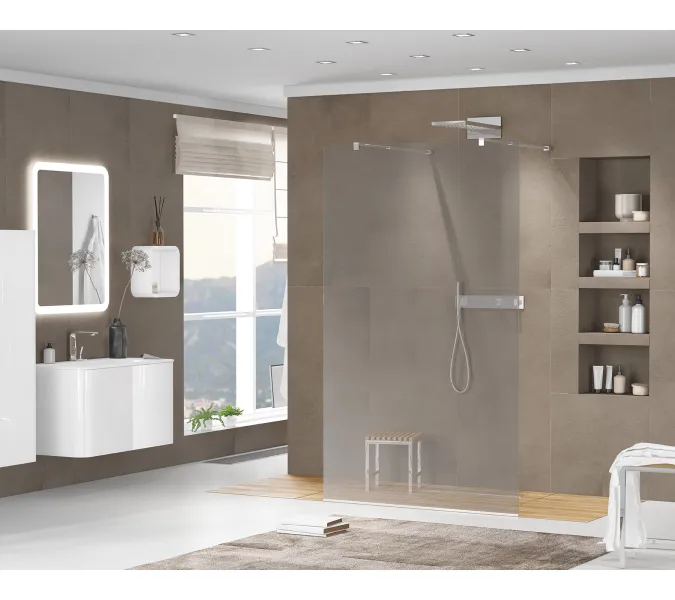 Душевая перегородка CEZARES LIBERTA-L-2-GR-Cr, Цвет стекла: тонированное, Цвет профиля: Хром, Выбрать размер: 100, изображение 2