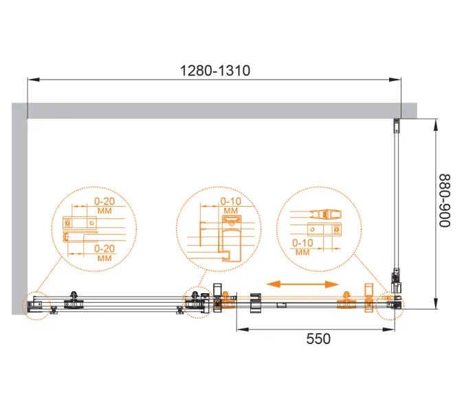Душевой уголок CEZARES STYLUS-O-M-AH-1-130/90-C-Cr  130х90, изображение 4
