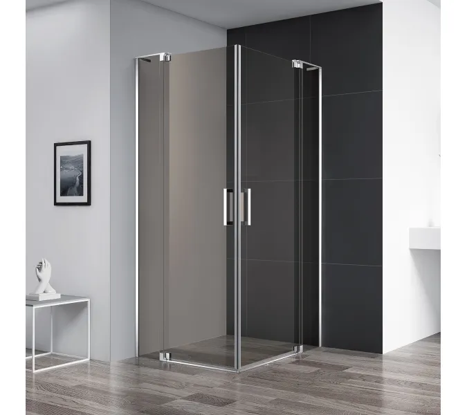 Душевой уголок CEZARES SLIDER-A-2-BR-Cr, Цвет стекла: бронза, Цвет профиля: Хром, Выбрать размер: 100х100