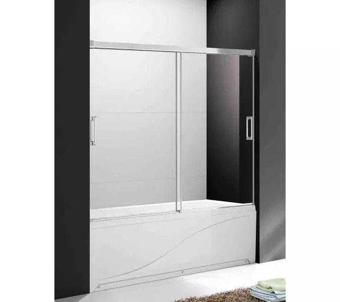 Душевая шторка на ванну CEZARES TANDEM-SOFT-VF-2-C-Cr-IV, Цвет стекла: прозрачное, Цвет профиля: Хром, Выбрать размер: 170