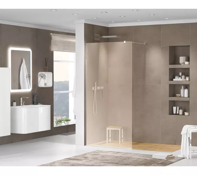 Душевая перегородка CEZARES LIBERTA-L-1-BR-Cr, Цвет стекла: бронза, Цвет профиля: Хром, Выбрать размер: 100, изображение 4