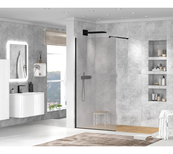 Душевая перегородка CEZARES LIBERTA-L-1-GR-NERO, Цвет стекла: тонированное, Цвет профиля: Черный, Выбрать размер: 100, изображение 5