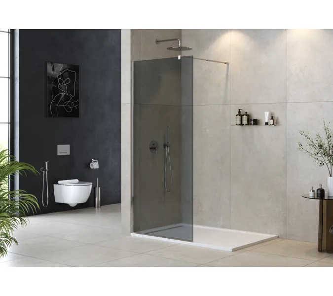 Душевая перегородка CEZARES LIBERTA-L-1-GR-Cr, Цвет стекла: тонированное, Цвет профиля: Хром, Выбрать размер: 100, изображение 6