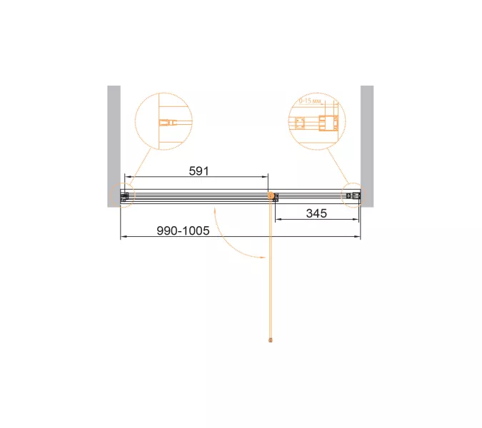Душевая дверь CEZARES URBAN-B-12-C-CR, Цвет профиля: Хром, Выбрать размер: 100, изображение 2