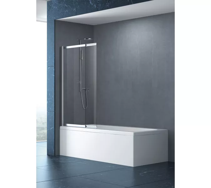 Душевая шторка на ванну CEZARES SLIDER-VF-11-C-Cr, Цвет стекла: прозрачное, Цвет профиля: Хром, Выбрать размер: 100