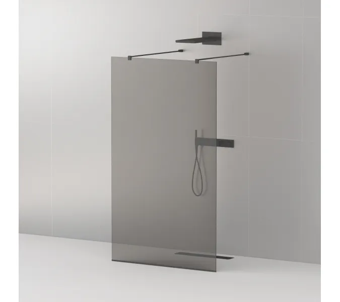 Душевая перегородка CEZARES LIBERTA-L-2-GR-NERO, Цвет стекла: тонированное, Цвет профиля: Черный, Выбрать размер: 100, изображение 2
