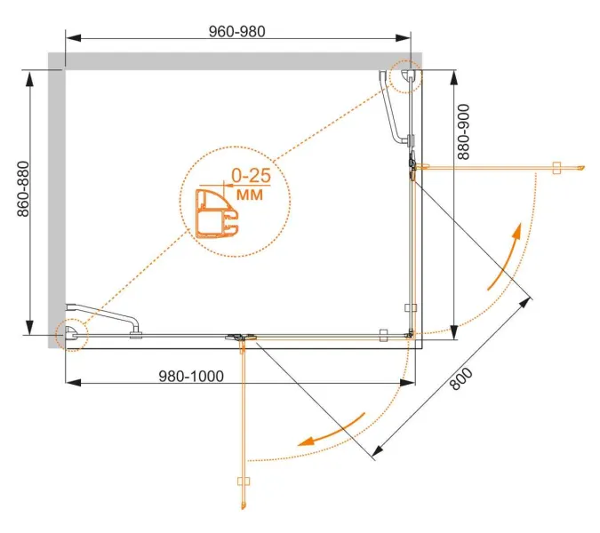Душевой уголок CEZARES BERGAMO-W-AH-2-C-Cr-L/R, Цвет профиля: Хром, Выбрать размер: 100х90, Ориентация: левая, изображение 2