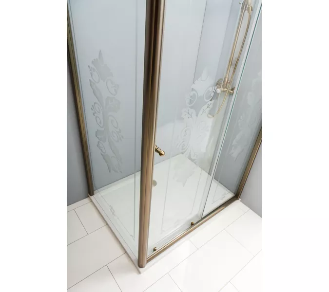 Душевой уголок CEZARES GIUBILEO-AH-1-120/90-SCORREVOLE-CP-Br, Цвет стекла: с рисунком, Цвет профиля: Бронза, Выбрать размер: 120х90, изображение 2