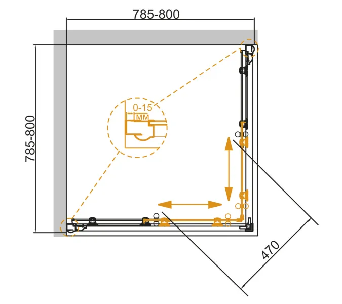 Душевой уголок CEZARES GIUBILEO-A-2-80-SCORREVOLE-CP-Cr, Цвет стекла: с рисунком, Цвет профиля: Хром, Выбрать размер: 80х80, изображение 2