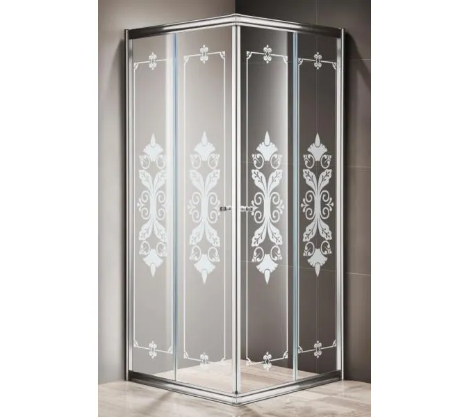 Душевой уголок CEZARES GIUBILEO-A-2-80-SCORREVOLE-CP-Cr, Цвет стекла: с рисунком, Цвет профиля: Хром, Выбрать размер: 80х80