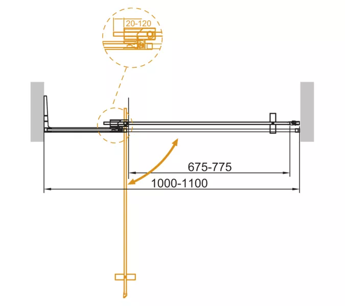Душевая дверь в нишу CEZARES SLIDER-B-1-BR-NERO, Цвет стекла: бронза, Цвет профиля: Черный, Выбрать размер: 100, изображение 3