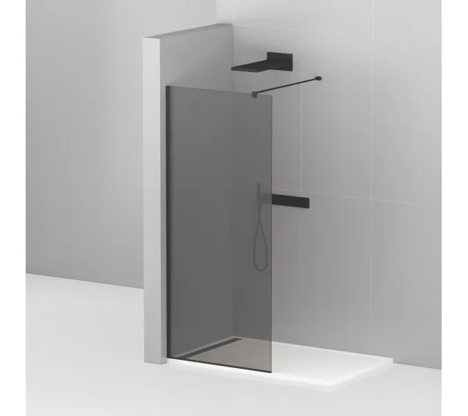 Душевая перегородка CEZARES LIBERTA-L-1-GR-NERO, Цвет стекла: тонированное, Цвет профиля: Черный, Выбрать размер: 100, изображение 2