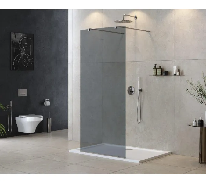 Душевая перегородка CEZARES LIBERTA-L-2-GR-Cr, Цвет стекла: тонированное, Цвет профиля: Хром, Выбрать размер: 100