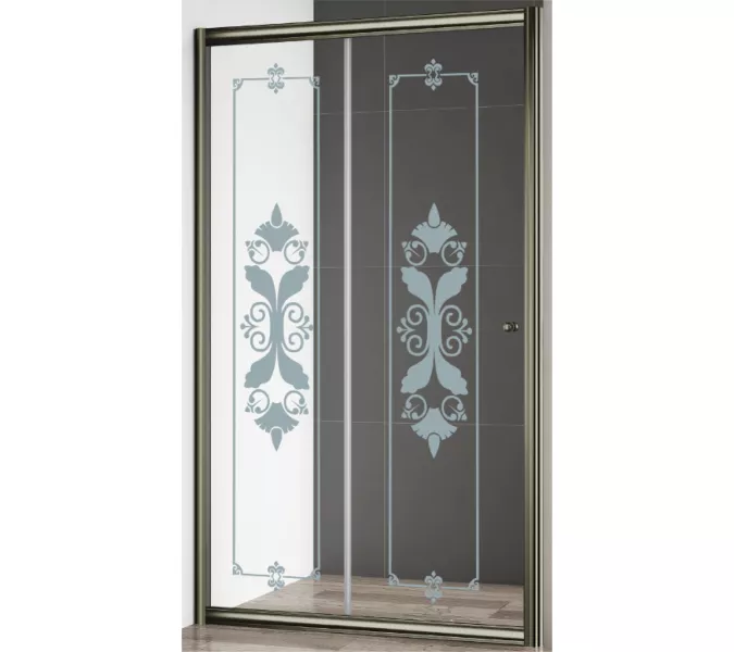 Душевая дверь CEZARES GIUBILEO-BF-1-120-CP-Br, Цвет стекла: с рисунком, Цвет профиля: Бронза, Выбрать размер: 120