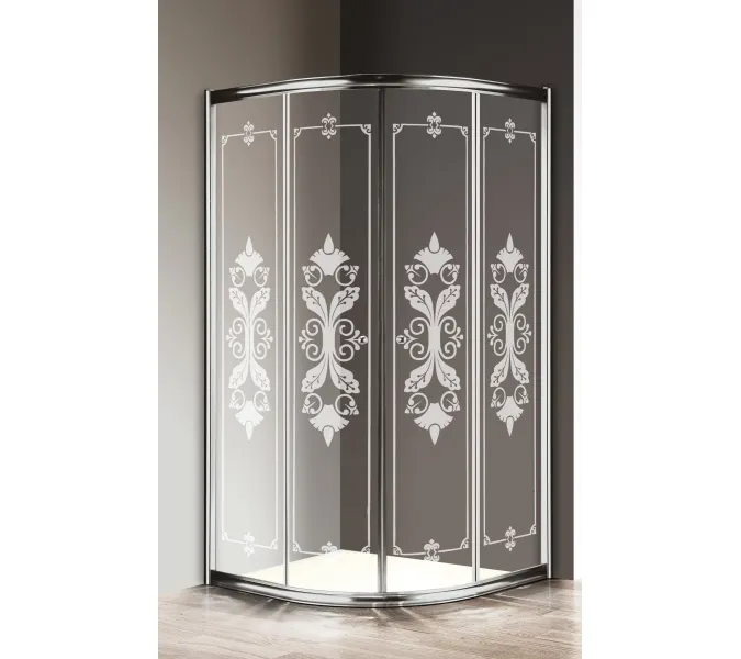 Душевой уголок CEZARES GIUBILEO-R-2-SCORREVOLE-CP-Cr, Цвет стекла: с рисунком, Цвет профиля: Хром, Выбрать размер: 80х80