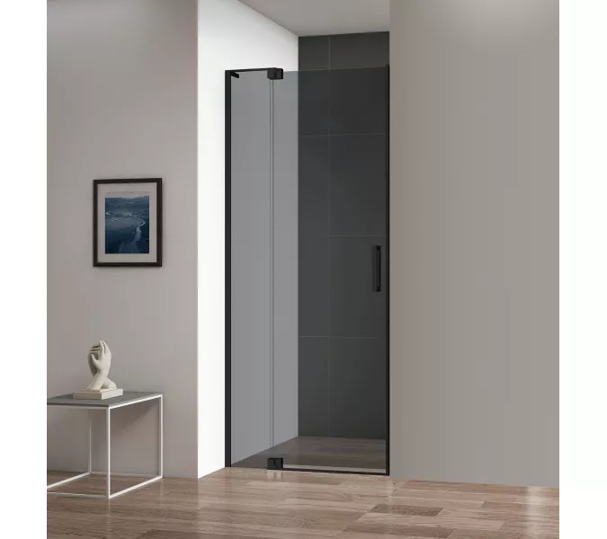 Душевая дверь в нишу CEZARES SLIDER-B-1-GRIGIO-NERO, Цвет стекла: тонированное, Цвет профиля: Черный, Выбрать размер: 100