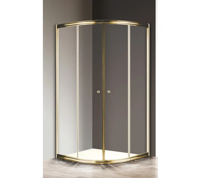 Душевой уголок CEZARES GIUBILEO-R-2-SCORREVOLE-C-G, Цвет стекла: прозрачное, Цвет профиля: Золото, Выбрать размер: 90х90, изображение 2