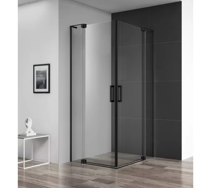 Душевой уголок CEZARES SLIDER-AH-2-C-NERO, Цвет стекла: прозрачное, Цвет профиля: Черный, Выбрать размер: 70х100