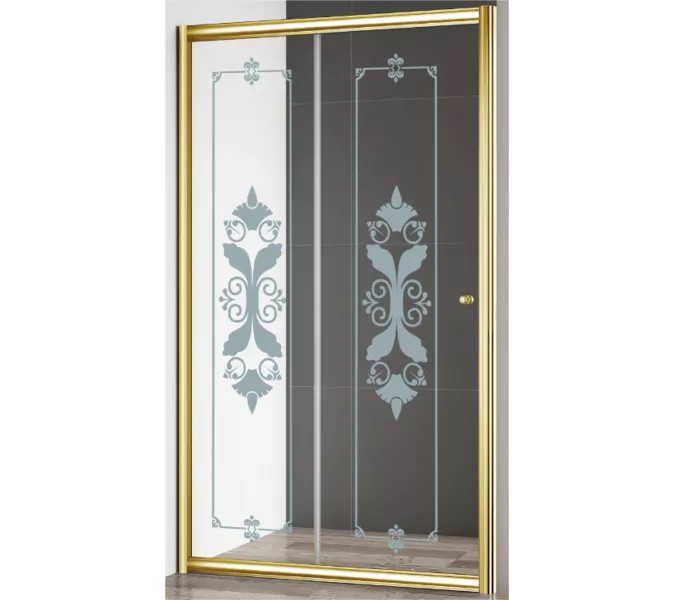 Душевая дверь CEZARES GIUBILEO-BF-1-120-CP-G, Цвет стекла: с рисунком, Цвет профиля: Золото, Выбрать размер: 120