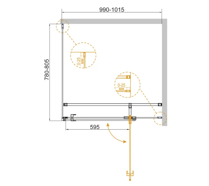 Душевой уголок CEZARES VALVOLA-AH-1-C-Cr, Цвет профиля: Хром, Выбрать размер: 100х80, изображение 2