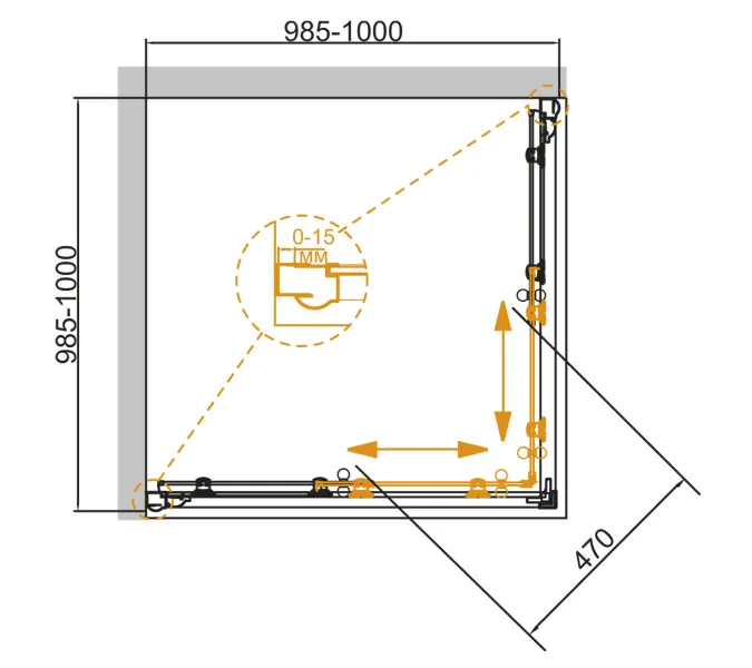 Душевой уголок CEZARES GIUBILEO-A-2-SCORREVOLE-CP-Br, Цвет стекла: с рисунком, Цвет профиля: Бронза, Выбрать размер: 100х100, изображение 2