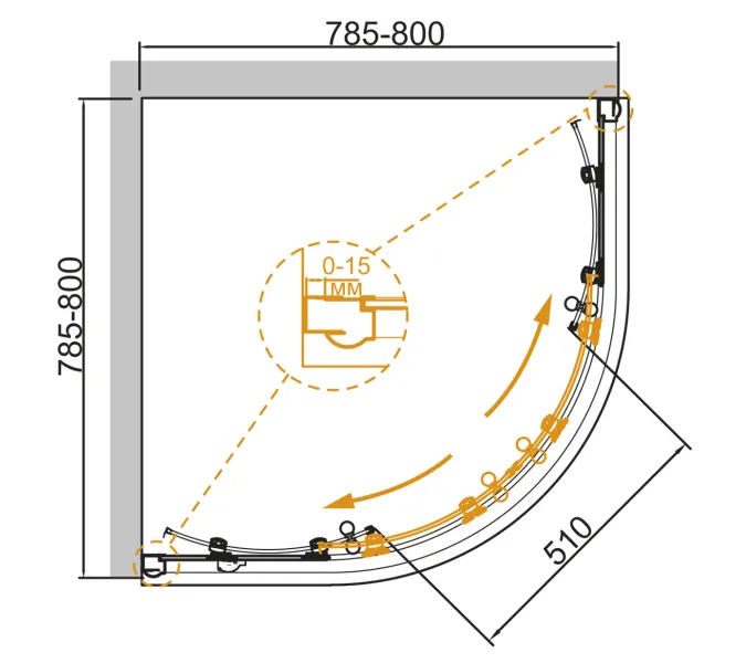 Душевой уголок CEZARES GIUBILEO-R-2-SCORREVOLE-CP-Cr, Цвет стекла: с рисунком, Цвет профиля: Хром, Выбрать размер: 80х80, изображение 2