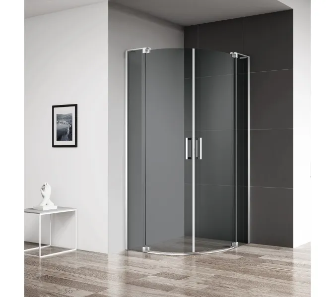 Душевой уголок CEZARES SLIDER-R-2-Grigio-Cr, Цвет стекла: тонированное, Цвет профиля: Хром, Выбрать размер: 80х80