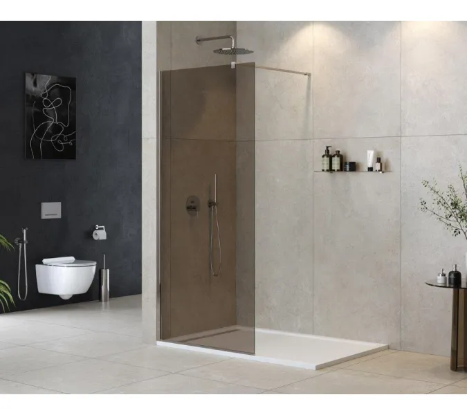 Душевая перегородка CEZARES LIBERTA-L-1-BR-Cr, Цвет стекла: бронза, Цвет профиля: Хром, Выбрать размер: 100