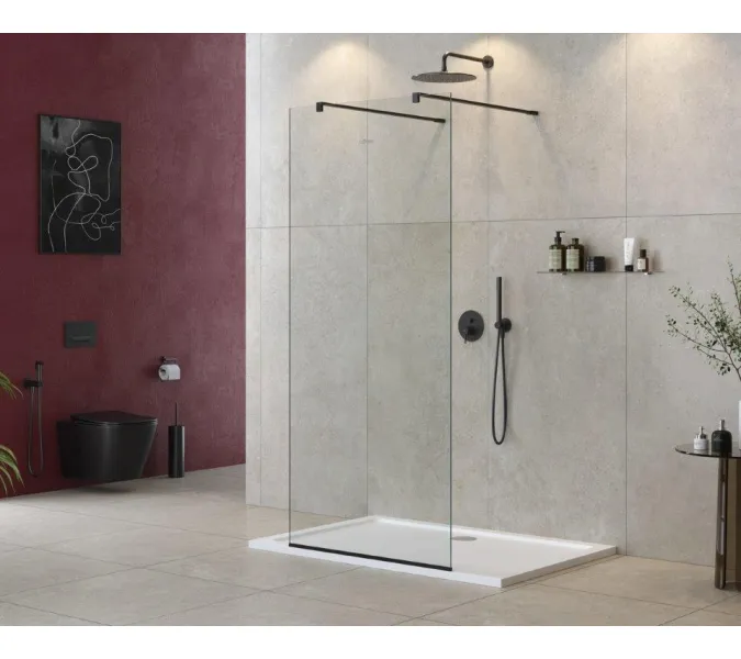 Душевая перегородка CEZARES LIBERTA-L-2-C-NERO, Цвет стекла: прозрачное, Цвет профиля: Черный, Выбрать размер: 100