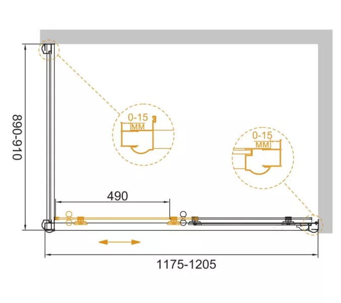 Душевой уголок CEZARES GIUBILEO-AH-1-120/90-SCORREVOLE-CP-G, Цвет стекла: с рисунком, Цвет профиля: Золото, Выбрать размер: 120х90, изображение 2