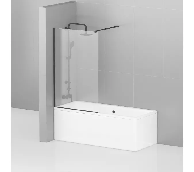 Душевая шторка на ванну CEZARES LIBERTA-V-1-80/155-C-NERO, Цвет стекла: прозрачное, Цвет профиля: Черный, Выбрать размер: 80, изображение 3