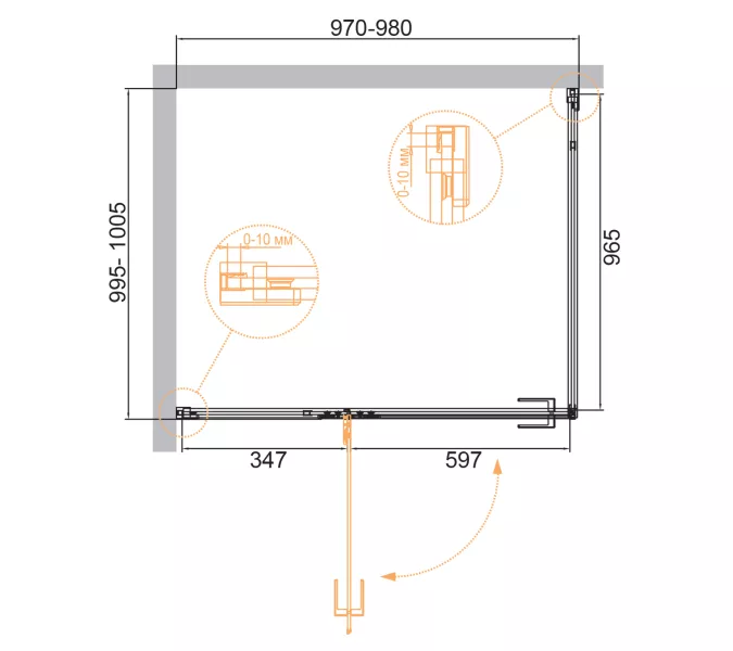 Душевой уголок CEZARES BELLAGIO-A-1-100-C-NERO, Цвет профиля: Черный, Выбрать размер: 100х100, изображение 2