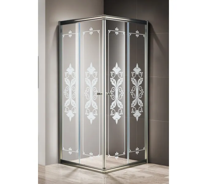 Душевой уголок CEZARES GIUBILEO-A-2-SCORREVOLE-CP-Br, Цвет стекла: с рисунком, Цвет профиля: Бронза, Выбрать размер: 100х100