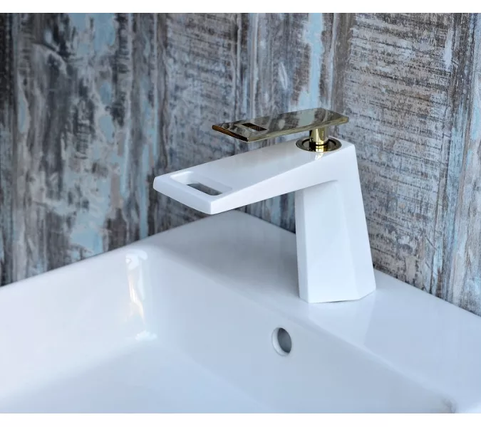 Смеситель на раковину (белый/золото) Bronze De Luxe A919W