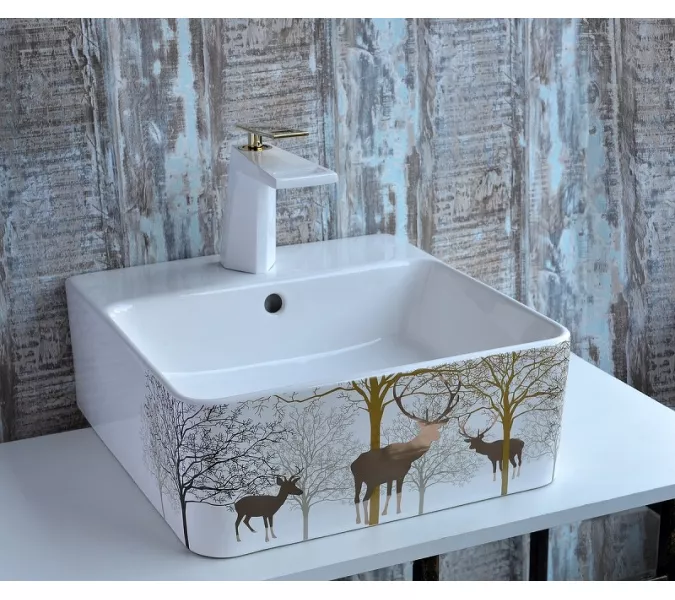 Смеситель на раковину (белый/золото) Bronze De Luxe A919W, изображение 3