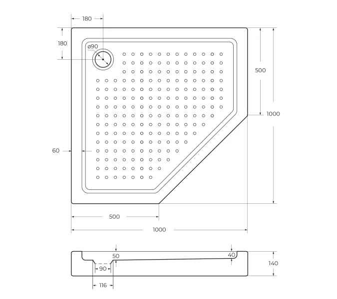 Акриловый поддон CEZARES TRAY-A-P-100-15-W, изображение 3